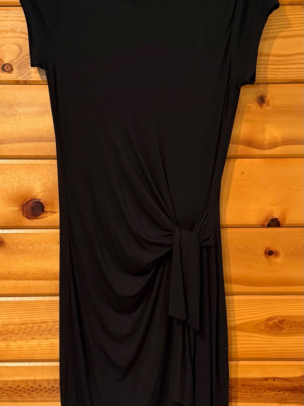 LOFT Black Midi Dress with Side Tie Detail